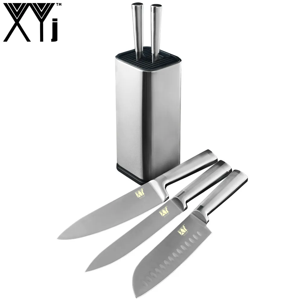XYj 8 ''нержавеющая сталь Кухня Ножи Стенд 8'' шеф повар ''нарезки 7'' Santoku 5