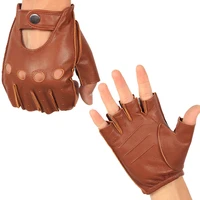 latest mans leather semi finger gloves spring summer thin breathable non slip half fingers fitness gloves male xhg 4