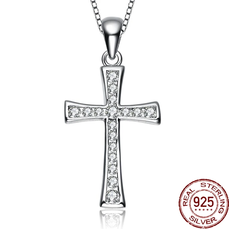 Женский кулон-крест из серебра 100% пробы с фианитом | Украшения и аксессуары