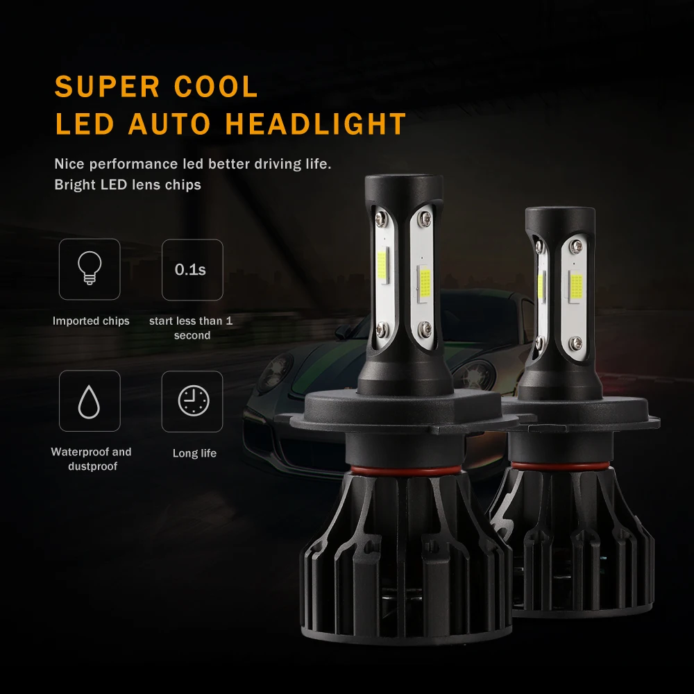 Oslamp H4 светодиодный фар автомобиля лампы Hi короче спереди и длиннее сзади) 12 В 8000lm