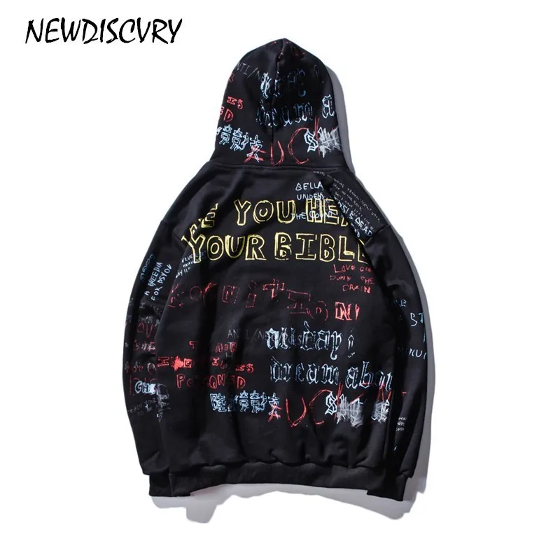 NEWDISCVRY худи с граффити толстовка мужская 2018 хлопок хип-хоп мужской пуловер