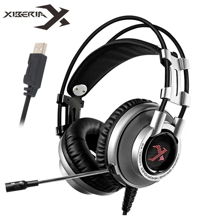XIBERIA K9 Виртуальная 7,1 Звуковая игровая гарнитура casque лучшие PC Gamer USB стерео бас наушники с микрофоном для игры Cumputer