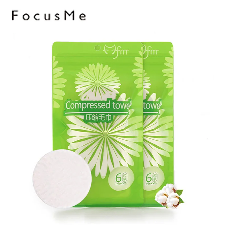 FocusMe 6 шт. хлопковое сжатое одноразовое полотенце для лица портативные