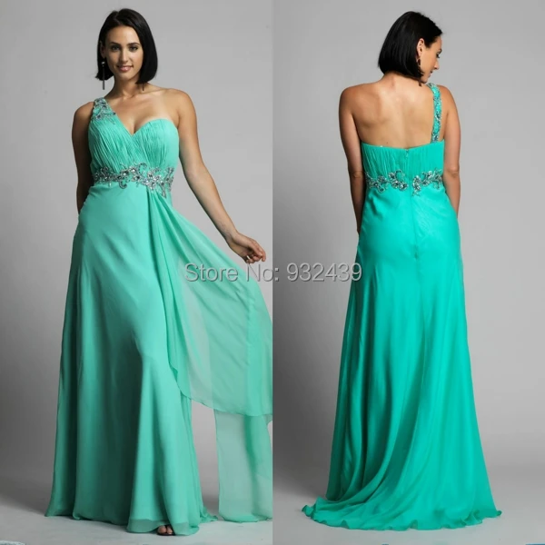 A Line One Shoulder Long Party Dresses Evening Gowns With Ruched Bodice Floor Length Crystals Plus Size Chiffon Prom Dress | Свадьбы и