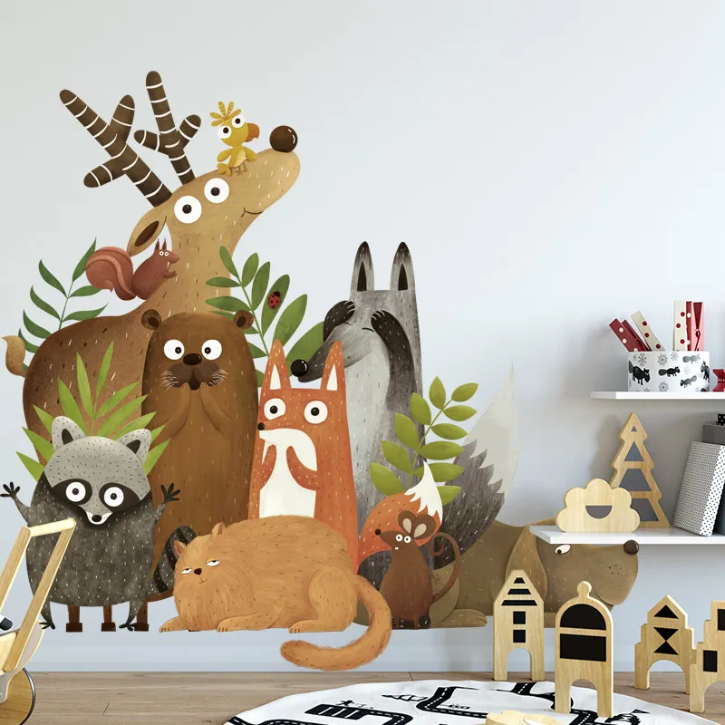 

DIY Forest Animals Kids Room Decoration PVC Wall Sticker Childern Baby Bedroom Nursery Wall Decals Adhesive Poster