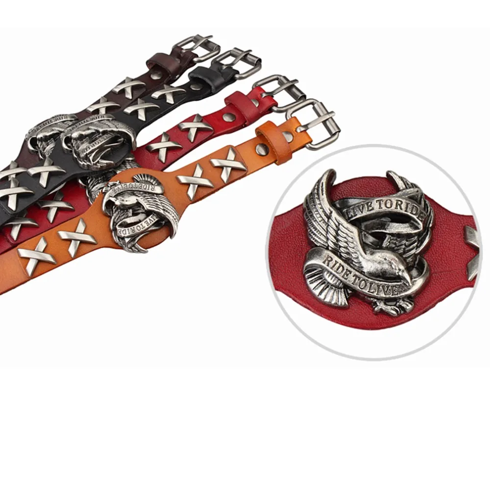 Браслеты и браслеты мужские ювелирные изделия браслет мужской pulseira masculina mujer feminina Eagle RIDE TO LIVE браслет из натуральной кожи
