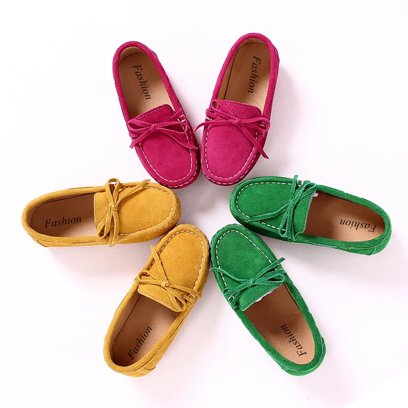 Детская обувь кожаная для девочек коллекция 2016 года осенние Мокасины с мягкой