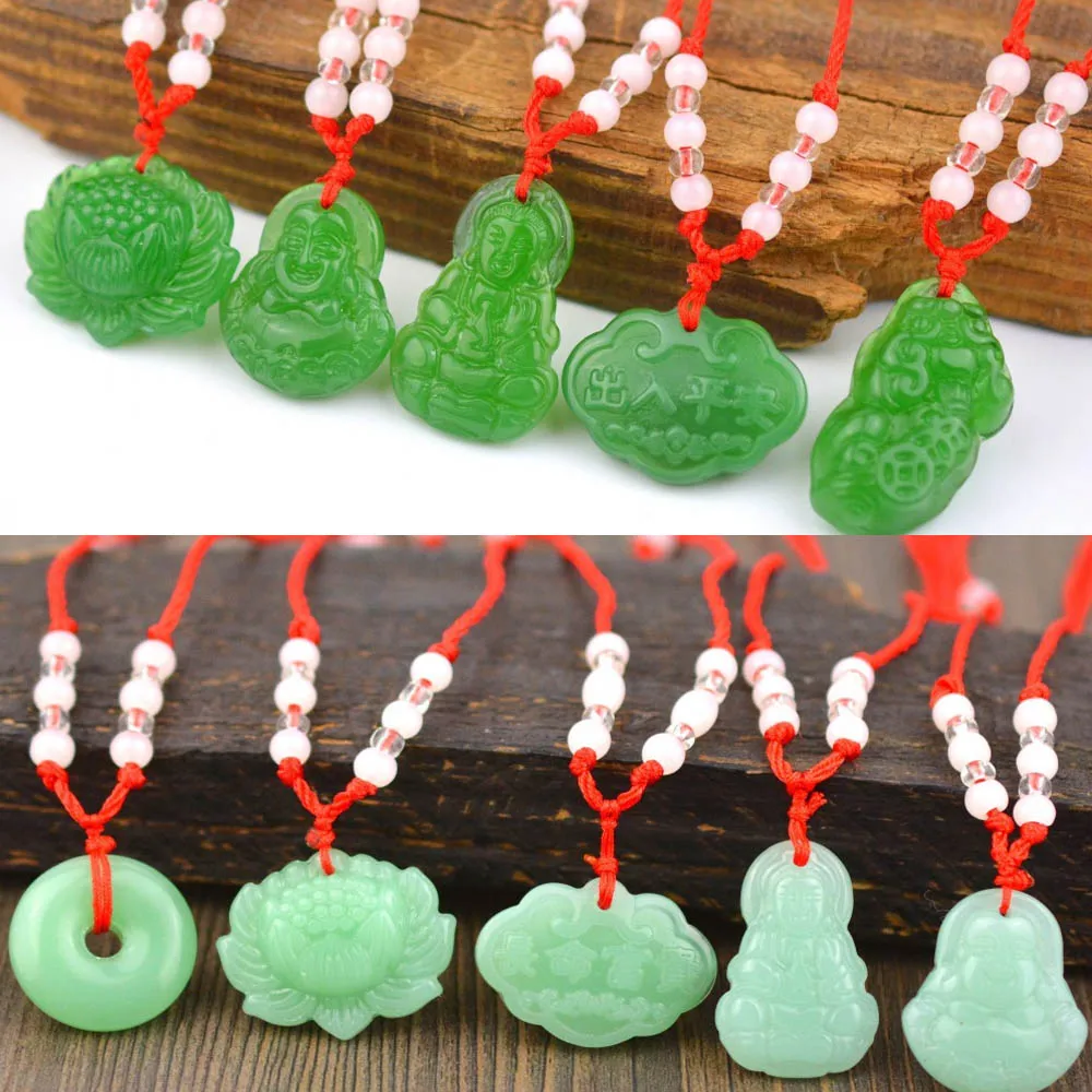 Унисекс подвес ожерелье Jadeite Lotus Amulet Подвеска пончик Диск драгоценный камень
