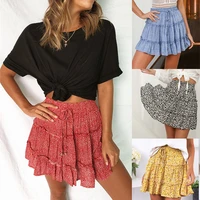 sexy women fashion high waist frills skirt for women broken flower half length skirt printed beach a short mini skirts new 2021