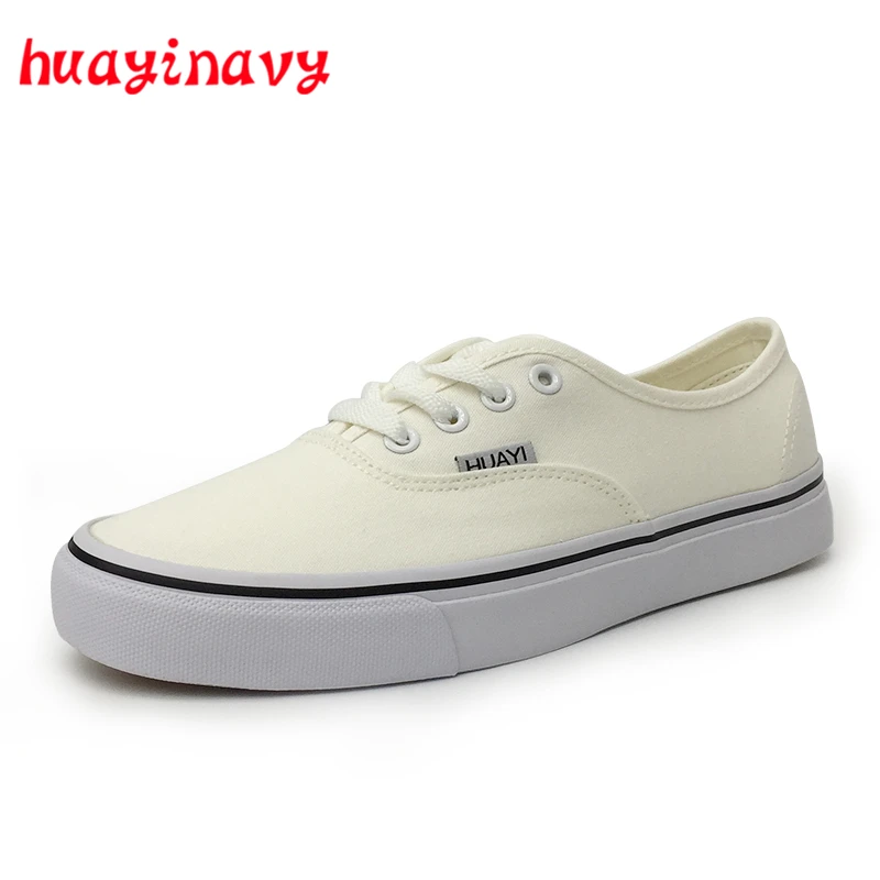 huayi navy Fashion Men Shoes Casual Flat White Canvas 2018 Spring Summer Comfortable Vulcanized For V01 | Обувь