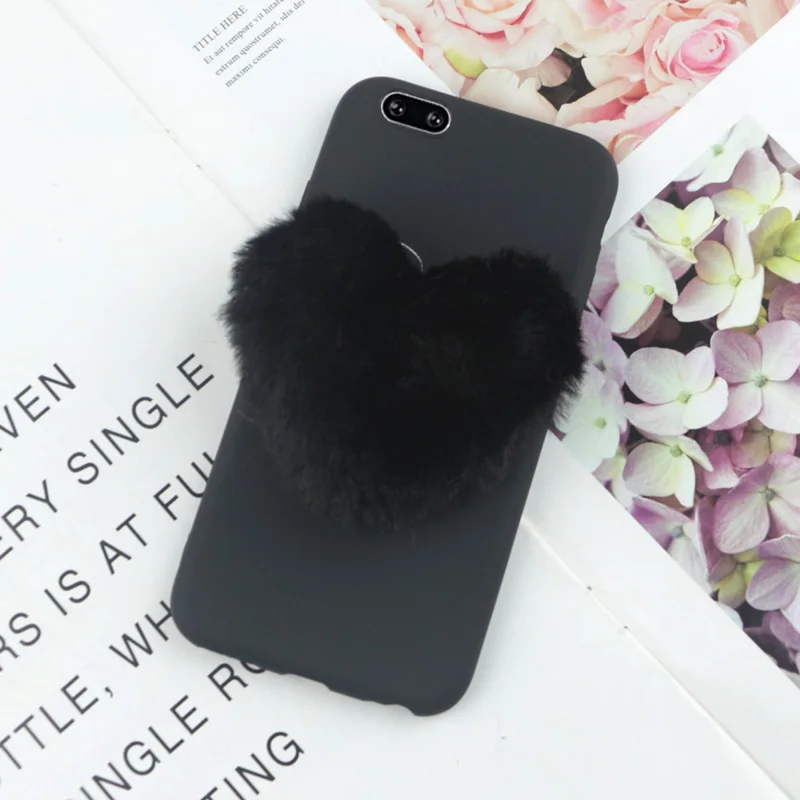 BigBlackLove Black Пушистый "любящим сердцем" с милыми меховыми чехол для телефона для Nokia X5 X6 X7 7,1 плюс 6,1 5,1 3,1 2,1 на возраст 1, 2, 3, 5, 6,, 7, 8, 9, крышка - Цвет: BigBlackLove Black