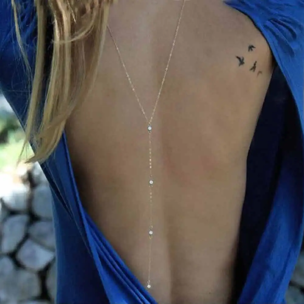 FAMSHIN женское богемное Золотое серебряное пляжное цепочка на спину Хрустальное