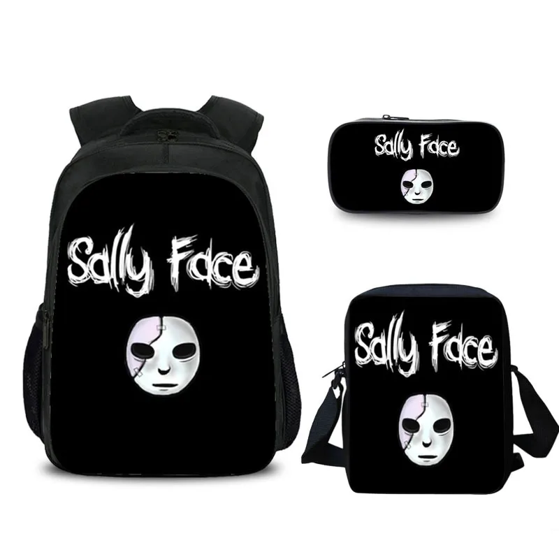 3 шт./компл. Портфолио для школы сумка мальчиков девочек аниме Sally Face 3D печать