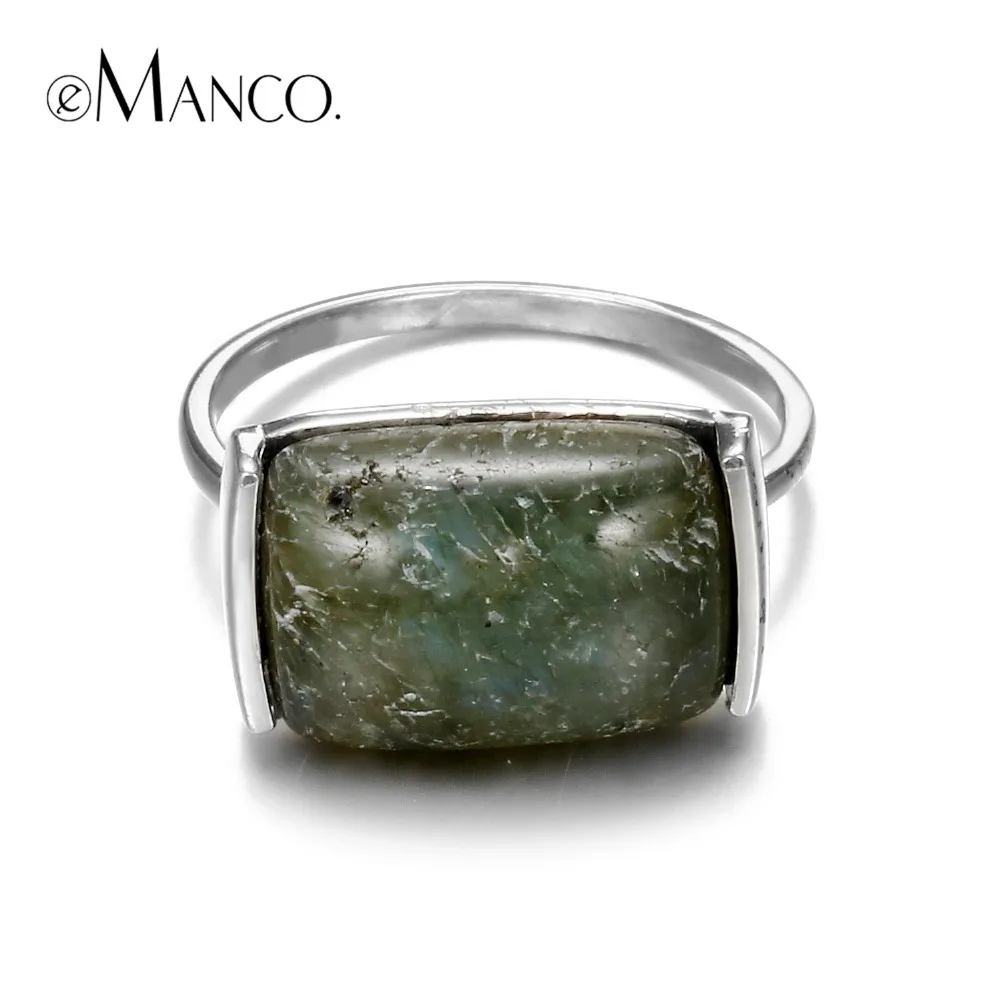 e-Manco Big Natural Stone Rings 925 Silver Black Rectangle Party For Women Fine Jewelry Simple Trendy | Украшения и аксессуары