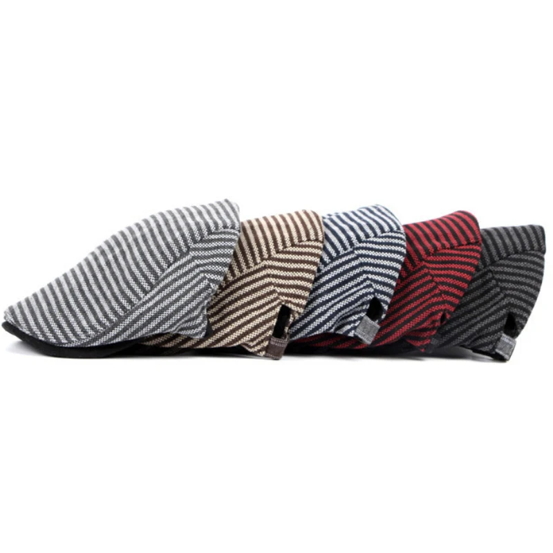 HT751 мужские шапки в британском стиле полосатые береты для мужчин унисекс кепка