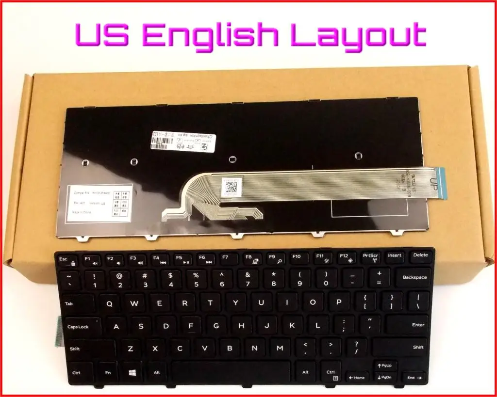 

New Keyboard US English Version for Dell Inspiron 14-3000 Series 3451 3458 Laptop No-Backlight With Frame Black