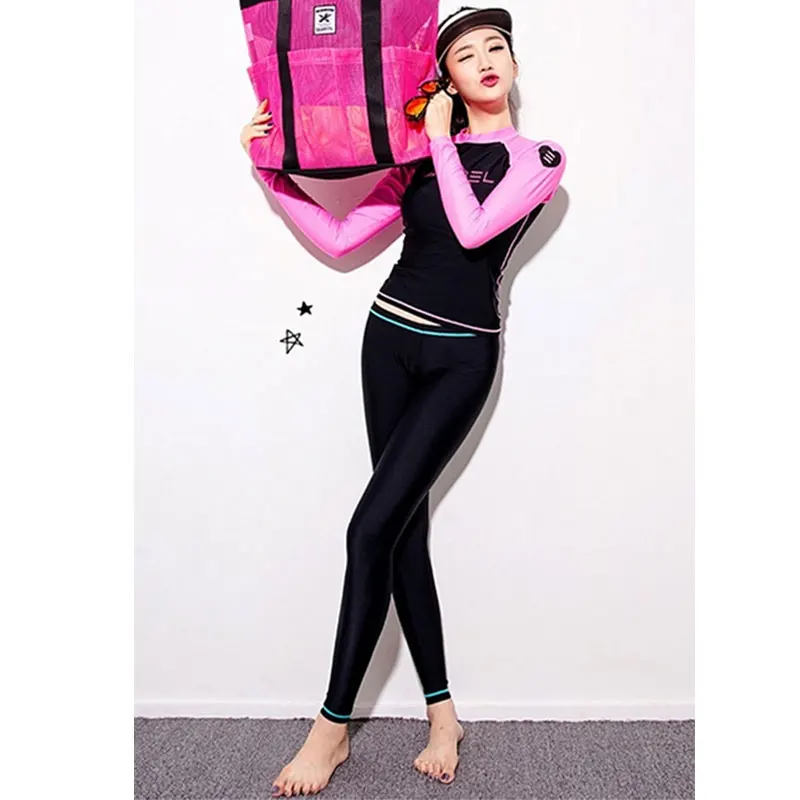 Woman's Dive Skin Women Girls Youth 2017 3-pieces Set Rash Guard and Leggings Long Sleeve Sports Wetsuit Swimwear Swim Su |