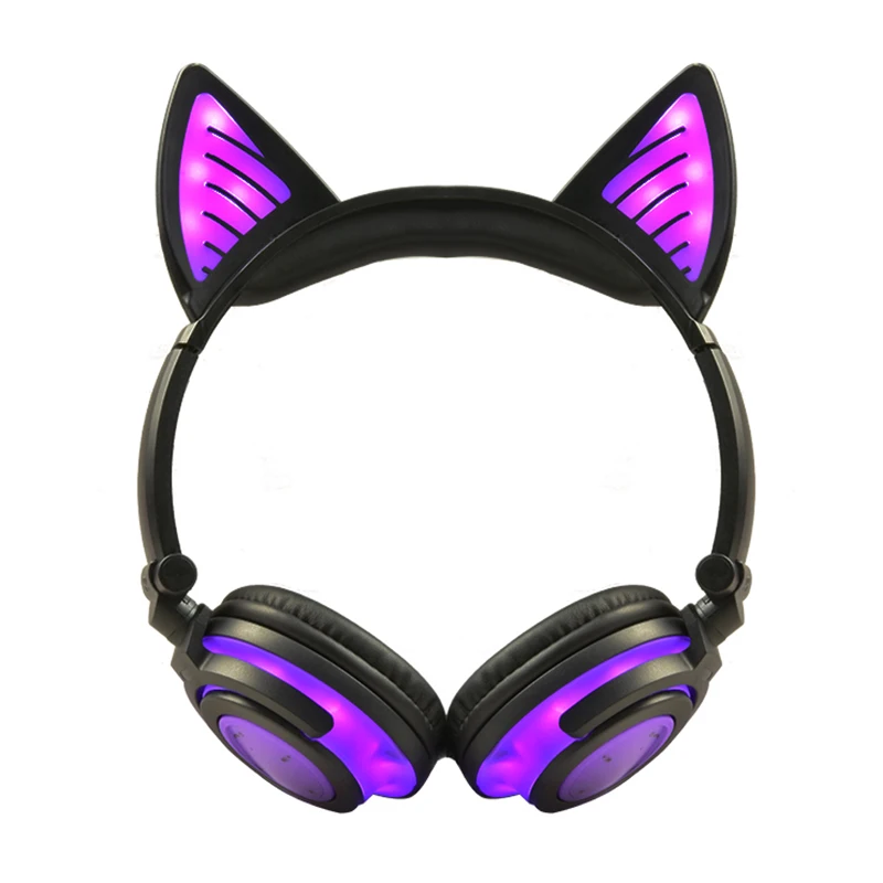 Складные милые светящиеся кошачьи ушки беспроводные наушники игровая
