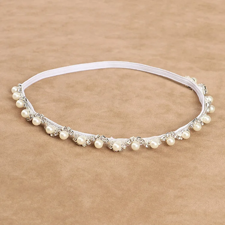 Новорожденный bebe сверкающий жемчуг эластичный обруч для волос со стразами