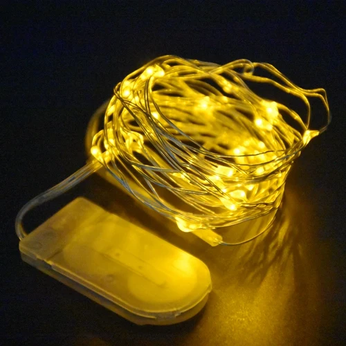 Yellow 20 шт./лот светодиодный теплый белый серебряный провод Сказочный свет с 20 микро светодиодный s CR2032 батарея мощность для DIY украшения свадебного стола - Испускаемый цвет: Yellow