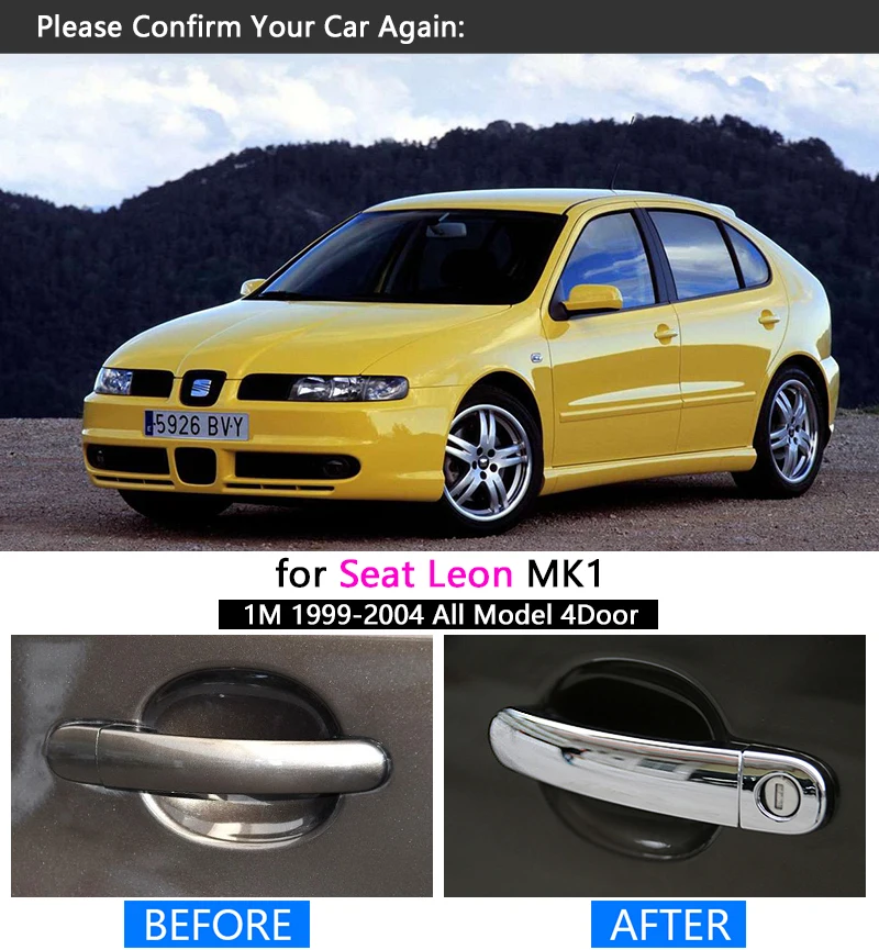 Роскошная хромированная Обложка для ручки Seat Leon MK1 1999-2004 1 м комплект отделки 2000 2001