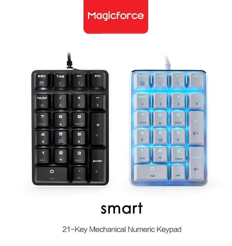Magicforce проводной смарт-21-клавиша Механическая цифровая клавиатура переключатели Cherry(белый Подсветка