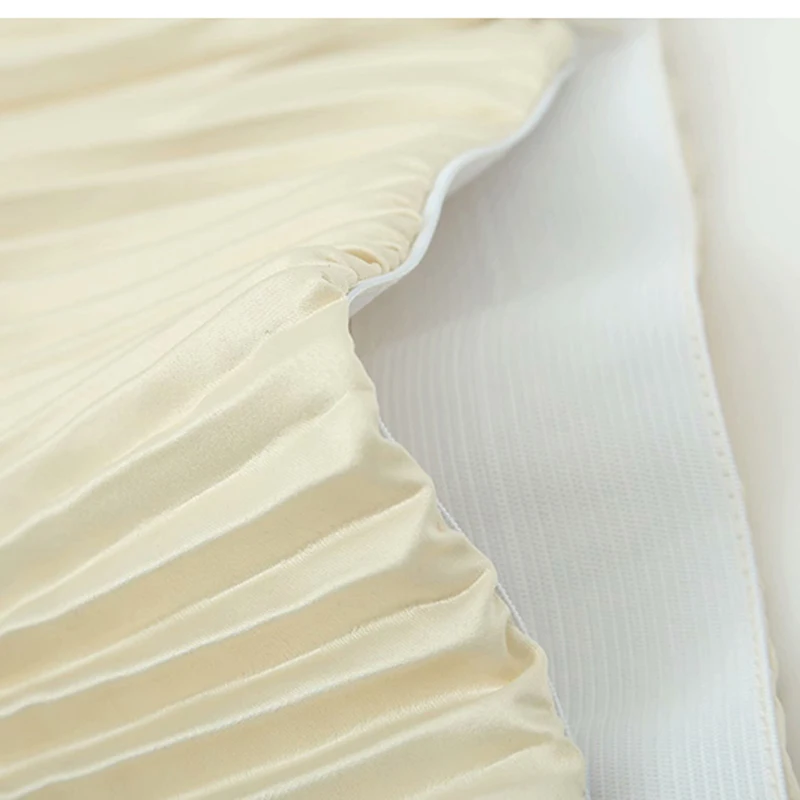 

Bella philosophy 2019 women Metallic pleated vintage organ skirt solid high waist office lady skirts female casual A-line Skirts