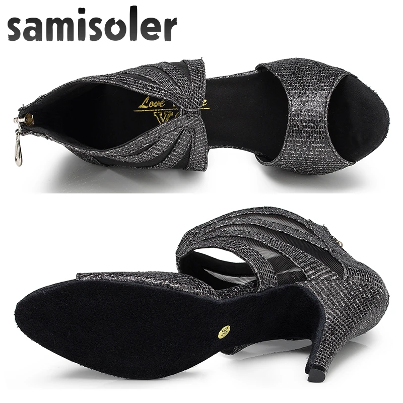 Samisoler Women Latin Dance Shoes Ballroom Dancing Shoes Salsa Latin Shoes Dance Ballroom Shoes For Ladies High Heel Black