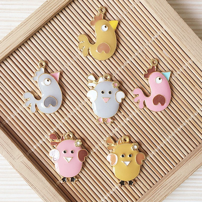10 шт./лот DIY курица Эмаль Подвески каваи капля Масло маленький Петух Курица сплав