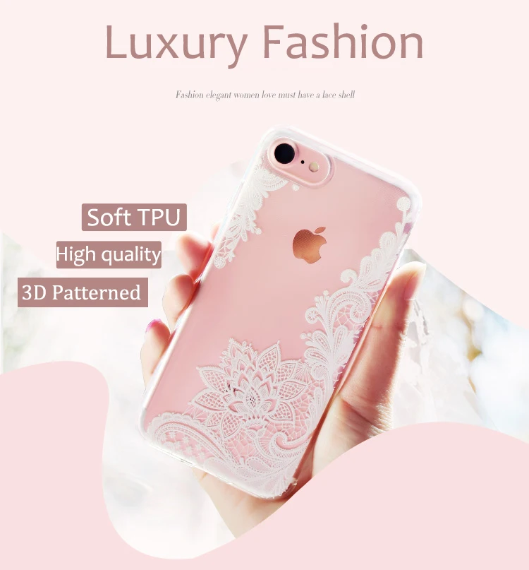 Роскошный силиконовый чехол для телефона для iPhone 8, 7, 6, 6s Plus, 5S чехол s, 3D кружевной цветок, мягкий ТПУ чехол для iPhone X XS, чехол для MAX XR