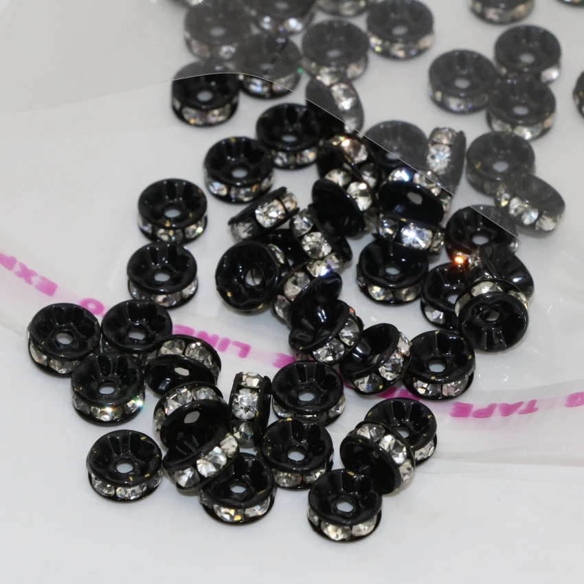 Бусины-разделители стразы черные с кристаллами 30 шт. | Украшения и аксессуары