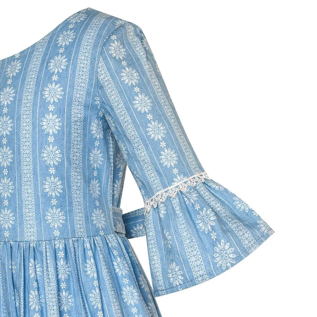 Sunny Fashion платья для девочек Цветок Девушка Платье Джинсовый Синий Колокольчик