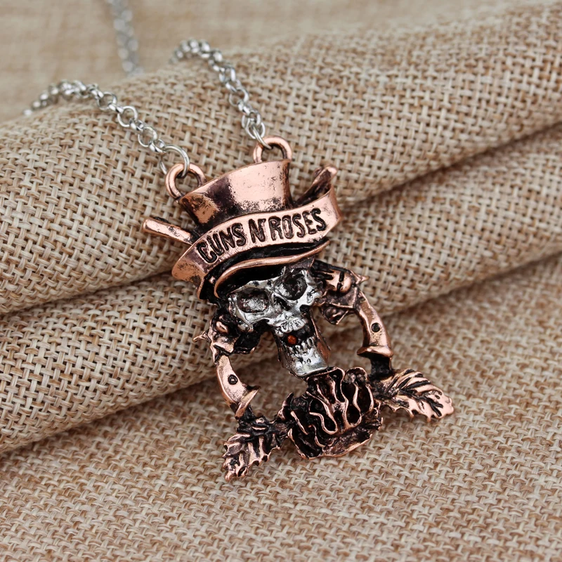 Потрясающая медная и серебряная подвеска GUNS N ROSES серебряное ожерелье|Цепочки| |