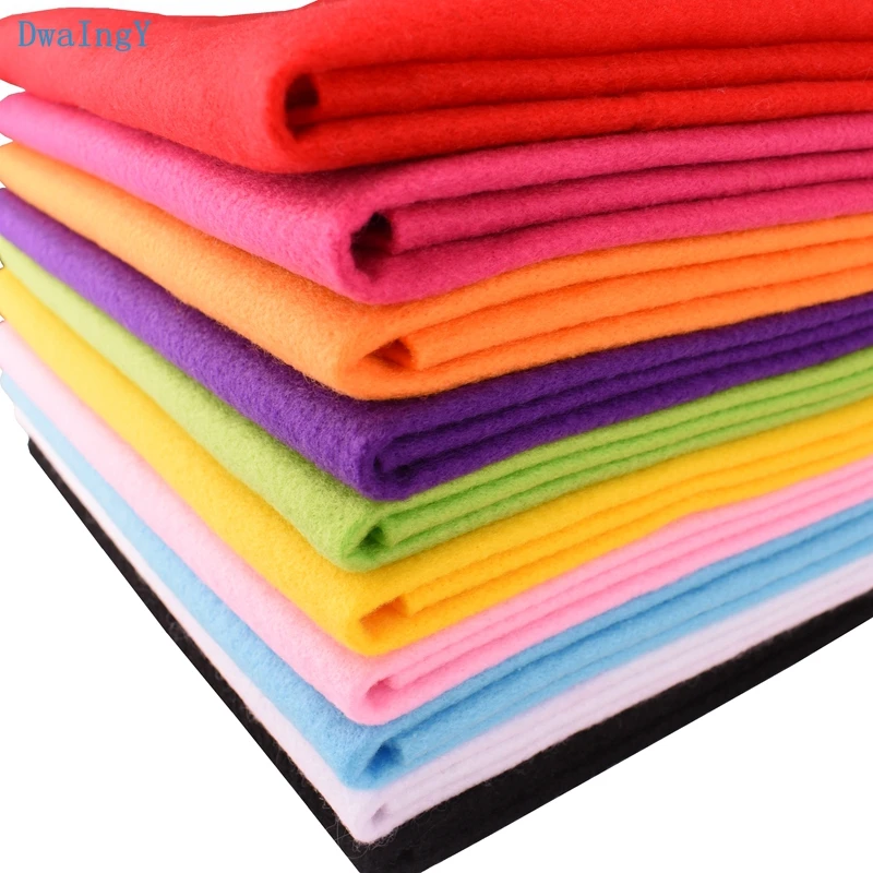 

DwaIngY 10pcs/bag 2mm Thickness Soft Felt Non Woven Felt Fabric, Polyester Home Decoration,Pattern Bundle For DIY,Sewing,45x45cm
