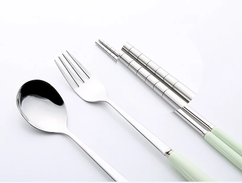Ceramic Handle Stainless Steel Cutlery Travel Kids Adult Tableware Camping Picnic Dinnerware Set Kitchen Tools | Дом и сад