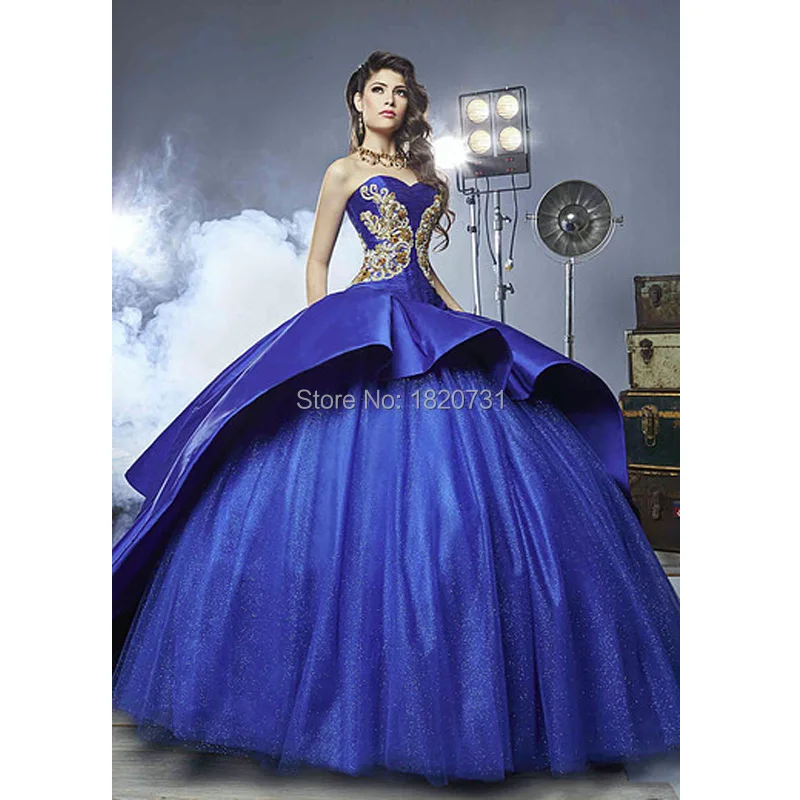 Элегантные платья Quinceanera золотого и Королевского синего цвета 2020 милое Золотое