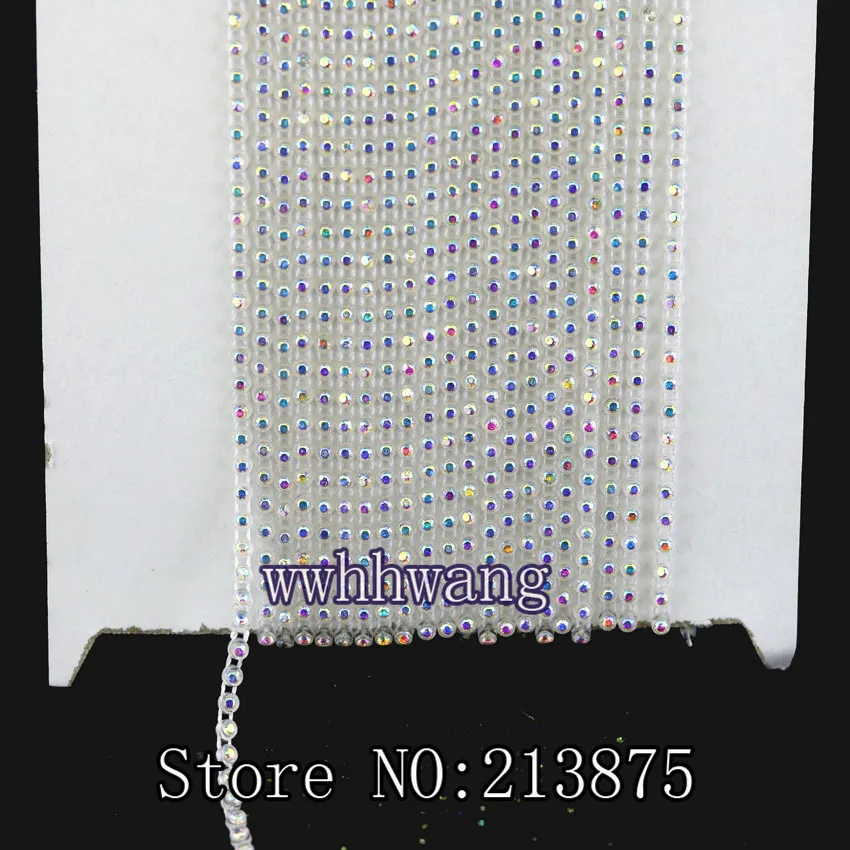 13 transparent white 1 ярд, SS6, 2 мм, класс B, прозрачные AB, стеклянные кристаллы, стразы, окантовка, 15 цветов, отделка пластиковая цепочка, нижняя часть свадебных платьев - Цвет: 13 transparent white