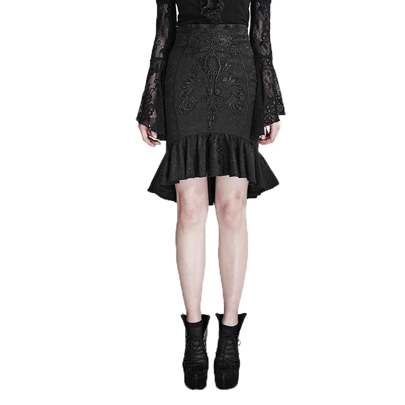 Женская черная юбка в стиле панк Готическая Классическая Дворцовая до пола с