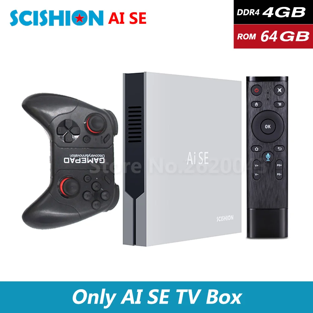 only AI SE TV box AI SE DDR4 4 ГБ ОЗУ 64 Гб ПЗУ RK3399 Смарт Android 7,1 ТВ приставка 2,4G 5G WiFi Bluetooth Игровая приставка с геймпадом 4K HD медиаплеер - Цвет: only AI SE TV box