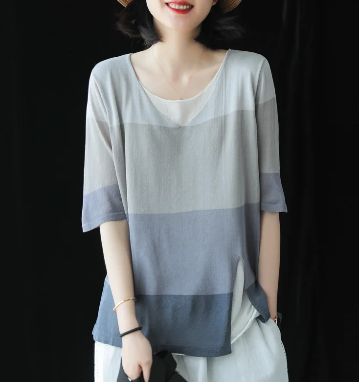 Summer 2019 Korean Fashion Women Tops Half Sleeve Ice Silk Blouse Clothes WorkWear Office Fake Two-Piece Shirt |