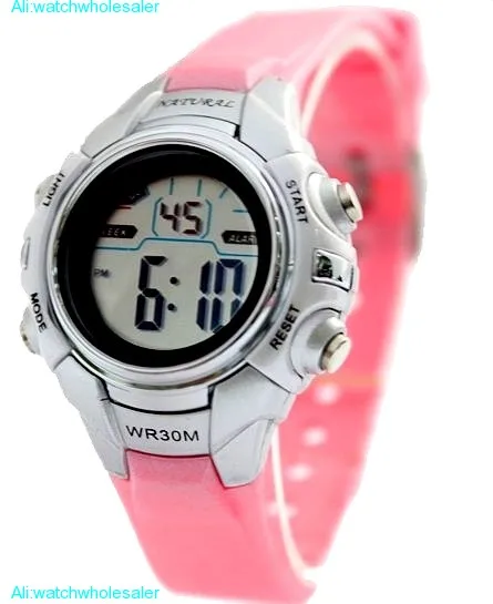 ALEXIS розовый хронограф Подсветка Черный Ободок водостойкий дамы девушки цифровые