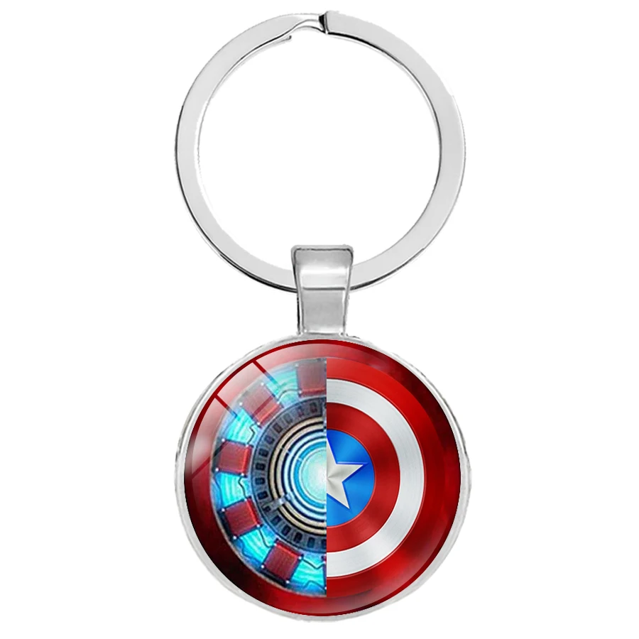 2019 new Iron Man Keychain Tony Stark Heart Arc Reactor 3D Effect Glass Cabochon Pendant Key Chain | Chains