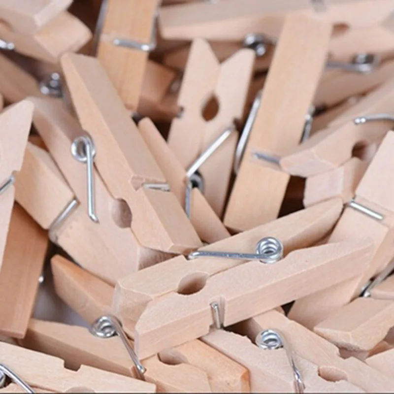 

50x25MM Mini Natural Wooden Clothe Photo Paper Peg Clothespin Craft Clips