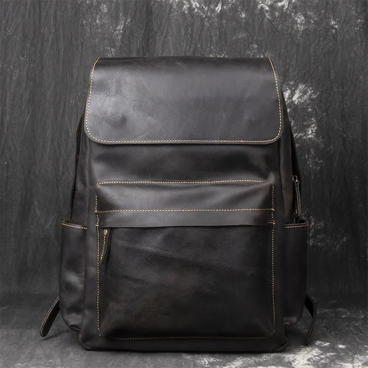dark brown Nesitu Высокое качество Винтаж коричневый натуральная Crazy Horse кожа A4 14 ''ноутбук для женщин мужчин рюкзаки дорожные сумки M1047 - Цвет: dark brown