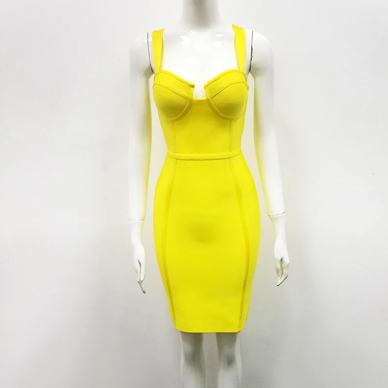 Однотонное сексуальное платье телесного цвета с v образным вырезом синее желтое