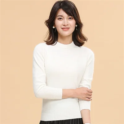 white Suéter de cachemira de gamuza pura súper Калида y suéter de mujer suéter de otoño e invierno suéter de cuello alto para mujer - Цвет: white