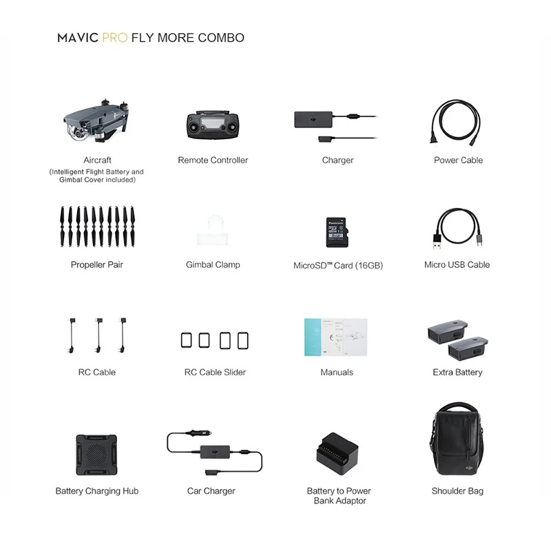DJI Mavic Pro Fly More Combo 27 минут время полета 7 км диапазон управления 3-осевой шарнир 4K