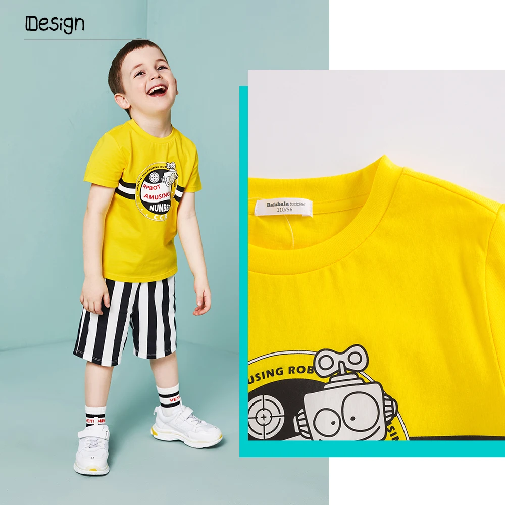 Balabala 2018 summer Children's clothes set enfant fashion Clothing toddler half Sleeve suit boy t-shirt+shorts |