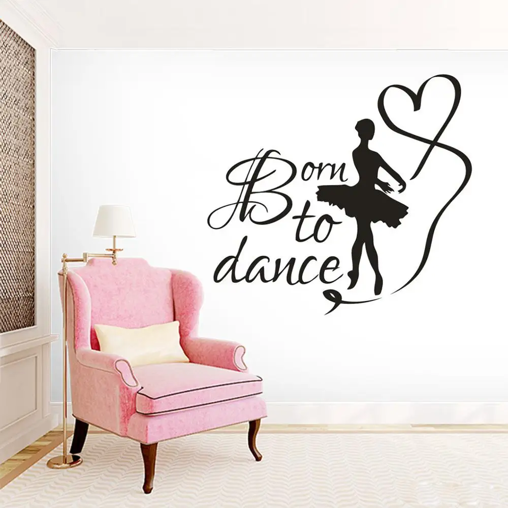 

Стеновые декорации Born To Dance, стеновые Декорации для танцев, для студии, для танцев, для девочек, настенные наклейки для танцев с лентой, худож...