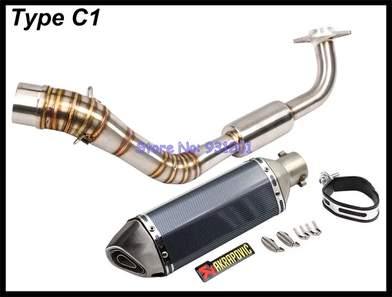 Мотоцикл слипоны для Yamaha NVX 155 125 AEROX155 NVX155 полная выхлопная система Akrapovic Подключение трубы Hearder с глушителем - Цвет: Type C1